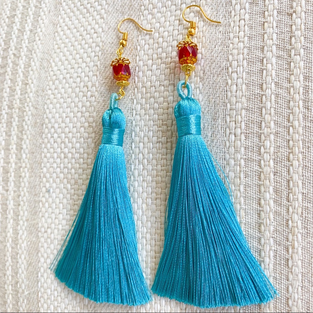 NEW Tassel Earrings - Handmade Turquoise & Gold